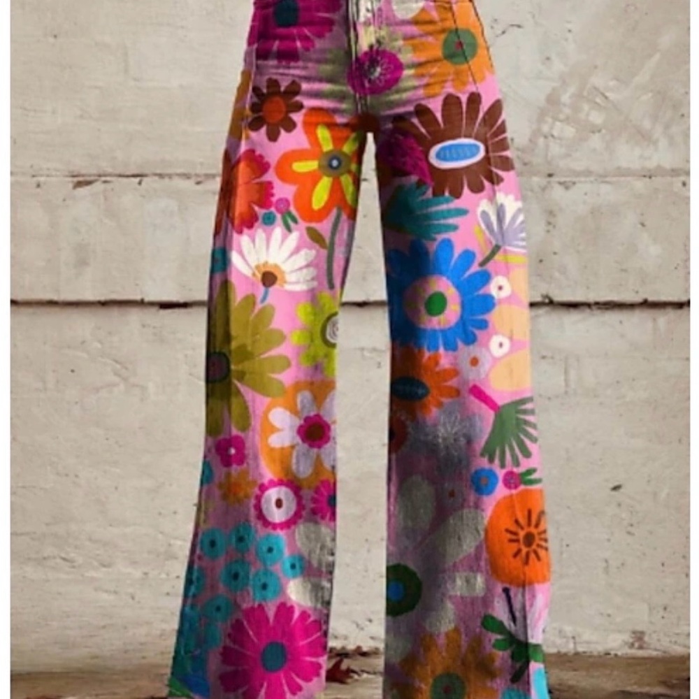 Floral Multicolor Flare Jeans